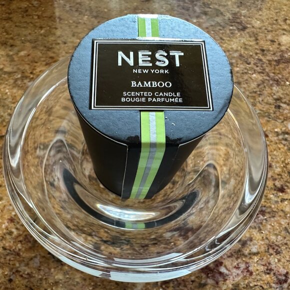 NWOT Schott Zweisel Crystal Votive Candle Holder and  NEST Bamboo Scented Candle - Picture 9 of 9